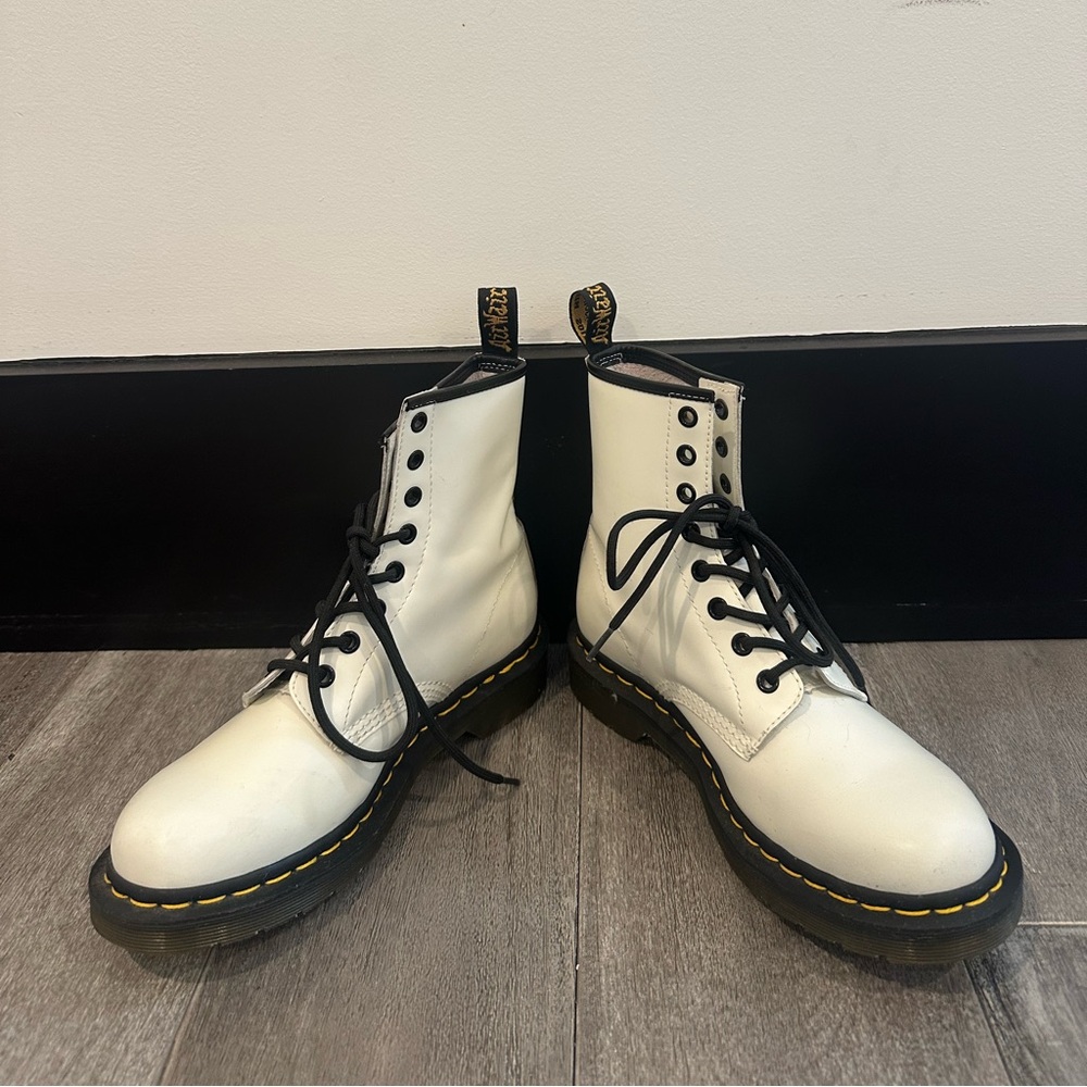 Dr. Martens White Lace-Up Boots